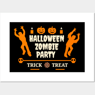 Halooween Zombie Party Trick Treat Posters and Art